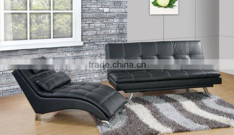 High quality modern comfort click clack sofa bed, Recliner sofa black PU/PVC