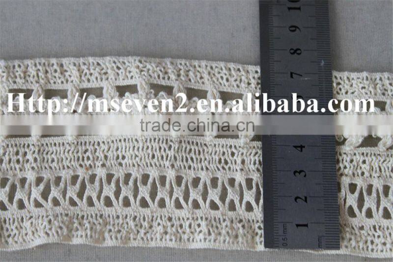 high quality design lace in 7.2cm 100% cotton embroidery running yardage for sale