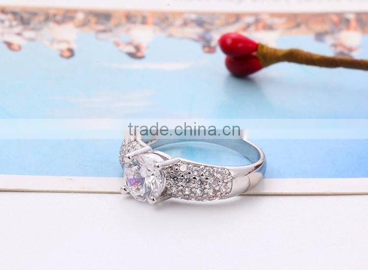 High quality real gold/silver plated alloy diamond jewelry wedding rings