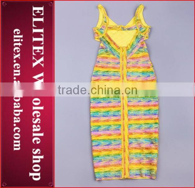 2015 HOT Red rainbow fashion braces skirt plus size bodycon bandage dress