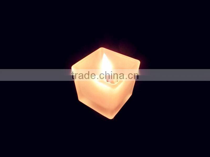 mini square shaped frosted glass candle wax jar /candle holder