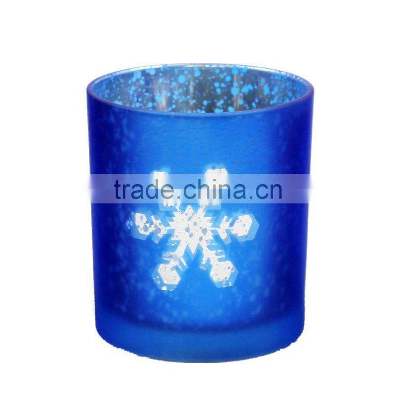 Christmas Snowflake Decorations Glass Candle Holder Cup