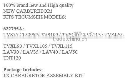 A1DIRECT CARBURETOR FOR TECUMSEH 632795A TVS 75 90 100 105 115 TVXL90 TVS105