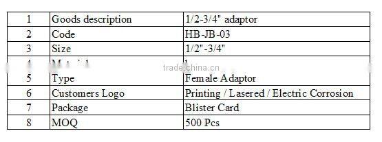ALIBABA 1/2-3/4" BRASS TAP ADAPTOR