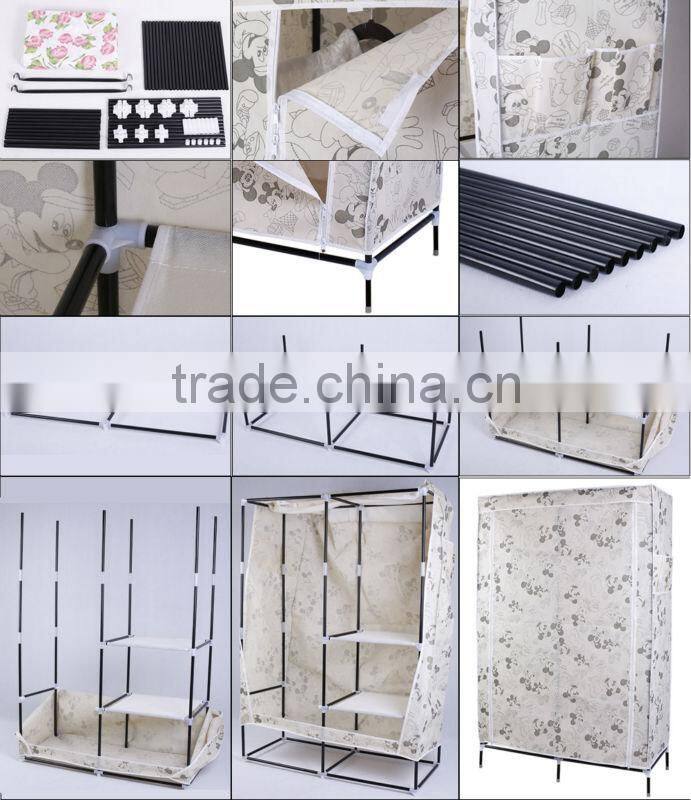 Modern foldable Clothes Cabinets, Middle size Two Doors Cloth Wardrobe