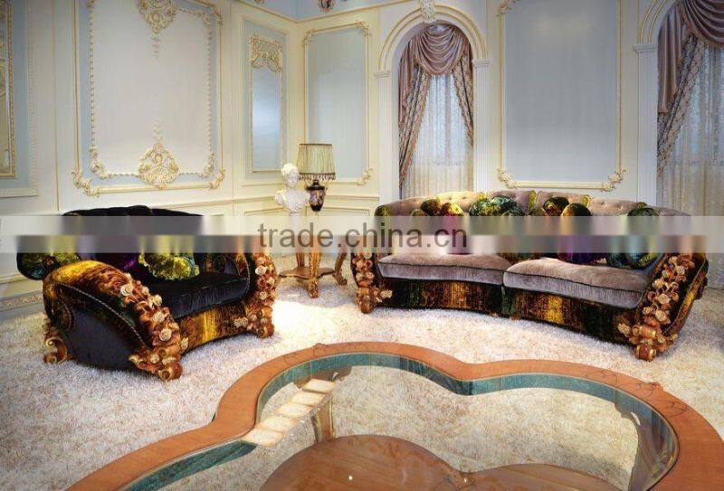 Fabulous French New Design Rococo Rose Vivid Wooden Carving Living Room Furniture Sofa Set