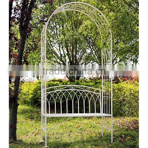 Garden Wrought Iron Pastel Green Garden Arch Outdoor Archway With Bench