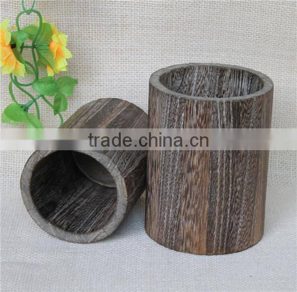 Handmade office used personalized solid wooden pen holder wholesale
