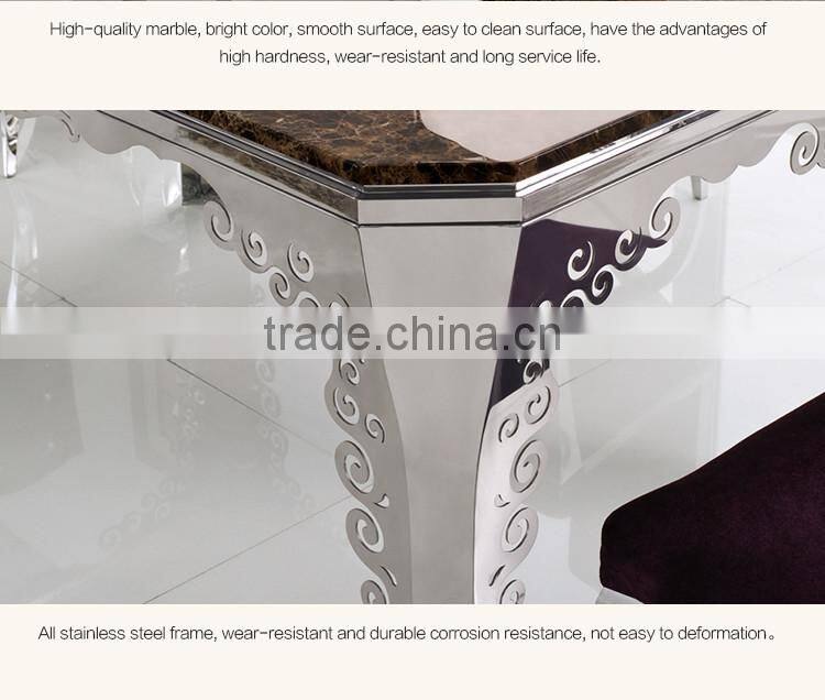 Marble Top Stainless Steel Frame Dining Table TH308