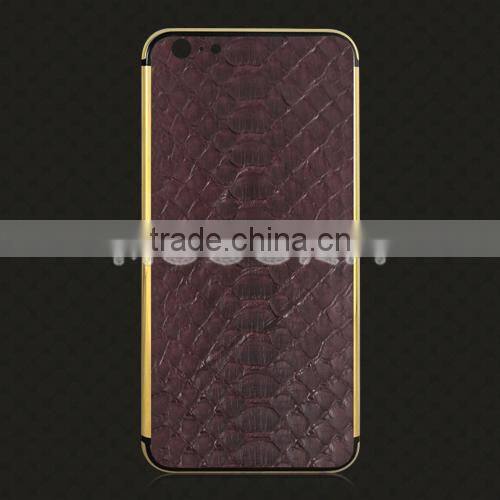 Luxury crocodile leather real 24k gold housing, gold plated housing for iPhone 6S 6Plus