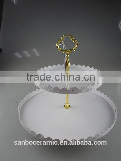 Pure White Double - Layer Metal Wedding Cake Holder