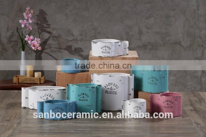 hot sale colorful archaistic garden stoneware/ceramic flower plants/flower pot