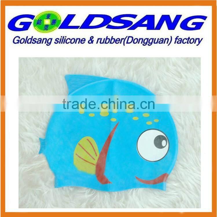waterproof print silicone swimming cap for kids