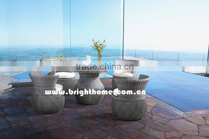 Outdoor Fiber Table and Chair with Cup Holder