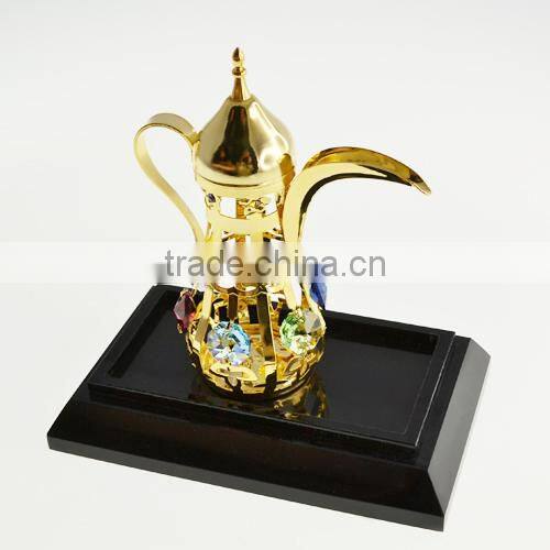 Gold Plated Decorative Mid-east Kettle with Acrylic Box for home decoration