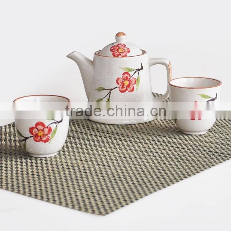 Japanese style ceramic tea pot and cup set with hand painting