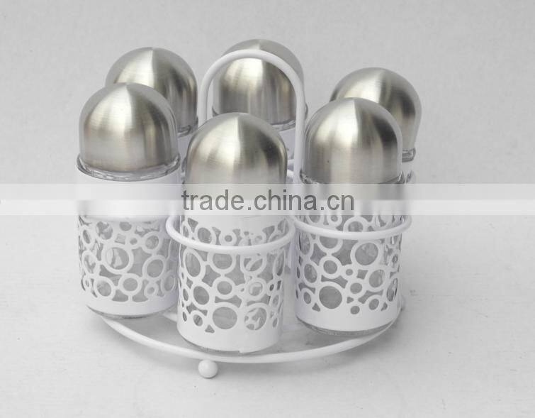 china manufacture spice tools glass salt pepper celler set with rack