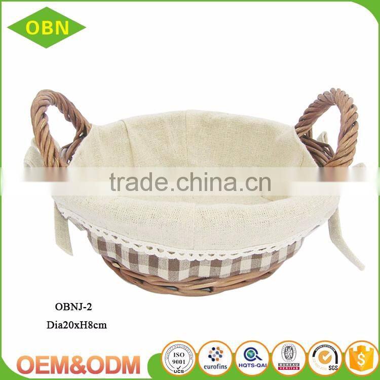 Custom China best sales handmade fabric lining cheap wicker bread baskets for supermarket display