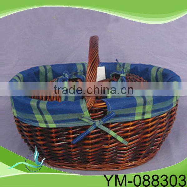 Woven Basket With Handles,Wicker Wine Picnic Basket