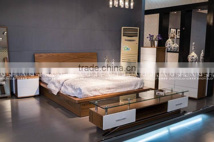 Queen Size Simple Design Wooden Bed Room Furniture With Four Drawers