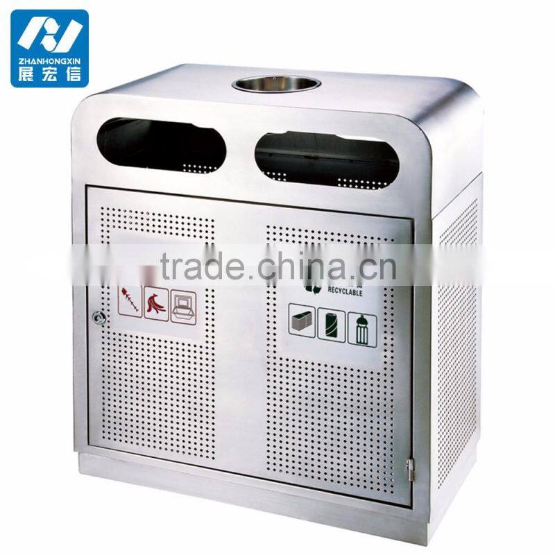 Outdoor park or street standing metal garbage bin