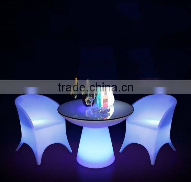 Popular fashionable led luminous round bar table and chairs stool sets