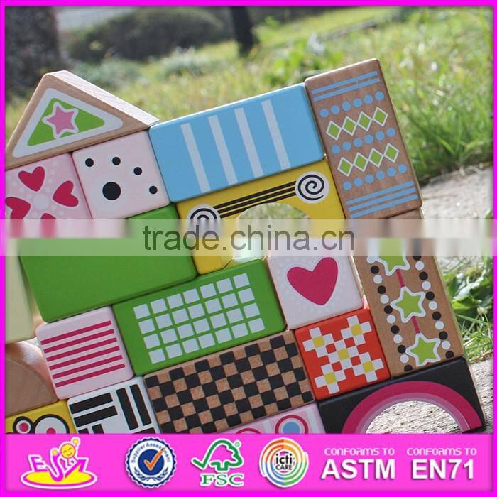 2017 new design 28 pieces educational kids wooden toy building blocks W13A120