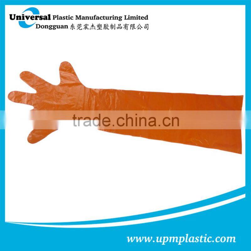 Disposable LDPE plastic gloves gauntlet for food processing