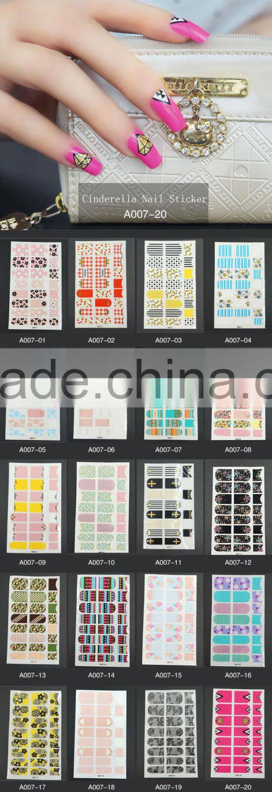 Hot selling mixed designs nice printing deco nail art sticker
