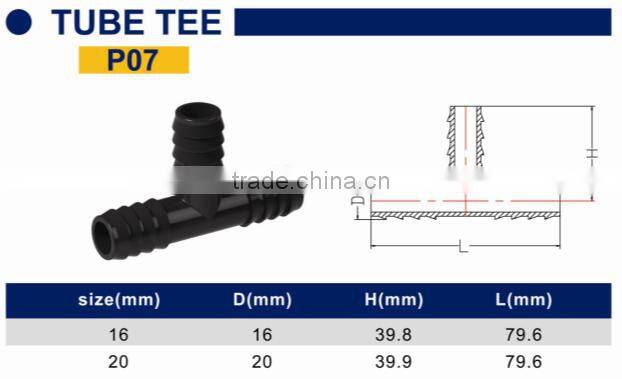 TY High quality PP compression fittings TUBE TEE eco-friendly Cheap Price Full Size factory price list discount