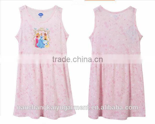 little girl cartoon printed 100% cotton nightgown