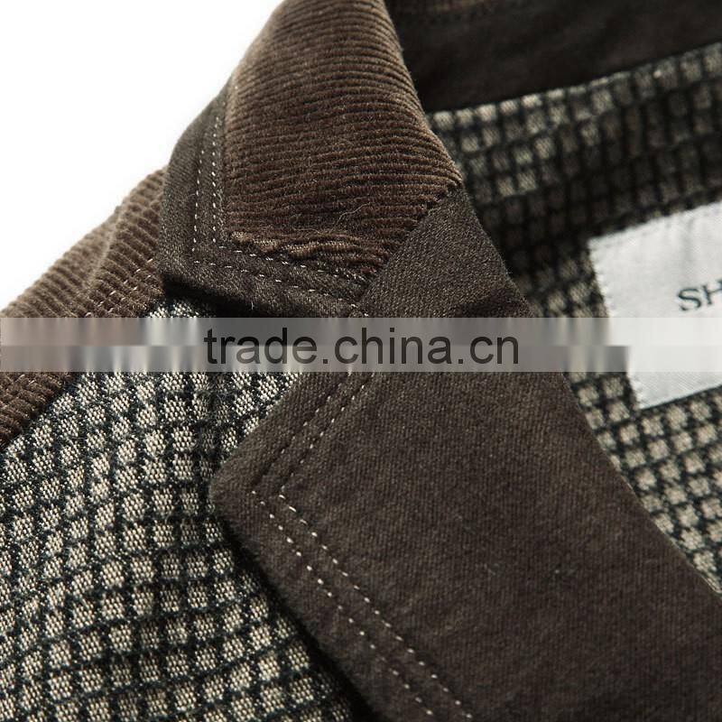 2016 new design slim fit blazer for man grid business suit 100% wool spring / autumn clothes