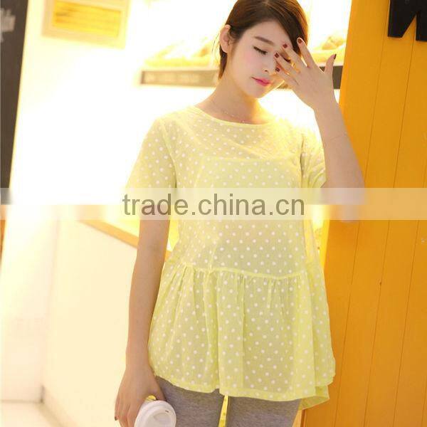 2014 Maternity summer green dress pregnant dress polka dot dress