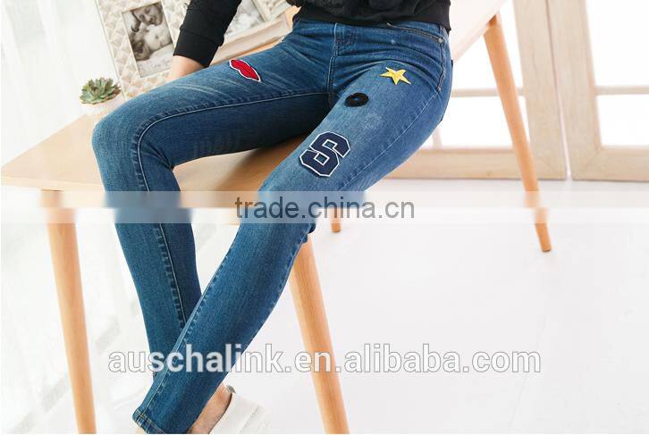 hot sale euro plus size fat lady fashion denim jeans customized