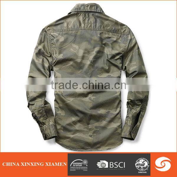 Hot sale Fashion Long Sleeves Men Camouflage Shirt for Spring