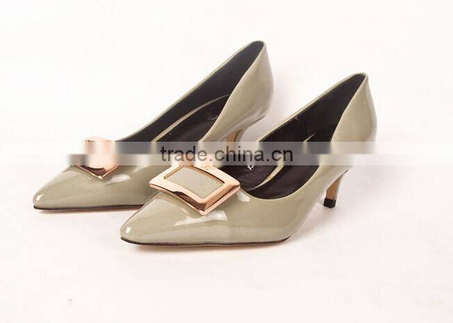 GZY fashion black color patent pu women shoes with removable heel