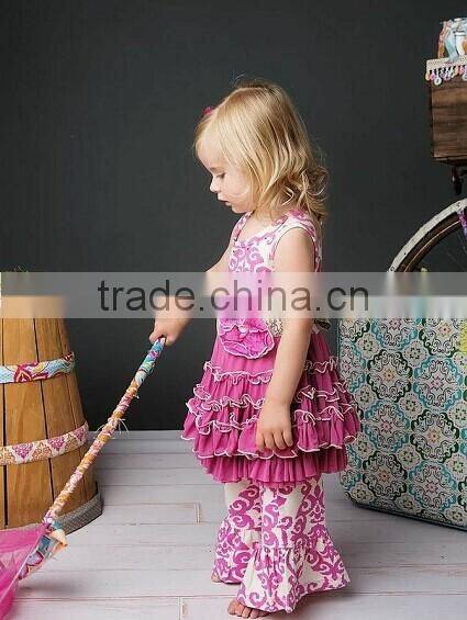 The latest fashion kids boutique clothing little girl ruffle outfit