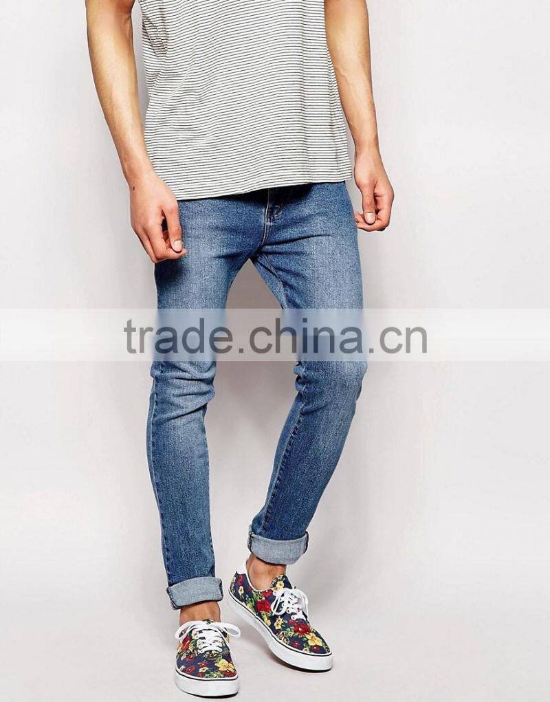 Mens Slim Fit Jeans Acid Wash Denim Jeans Custom Your Own