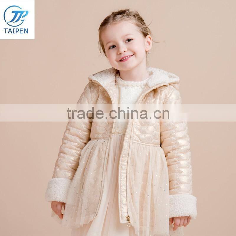 Kids Winter Woolen Coat Girls Outwear With Flower Printing Designs For Kids Clothes