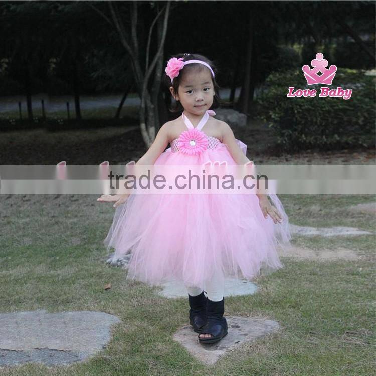 Pure White Tulle Girl Crochet Tutu Dress Beautiful Puffy Baby Dance Dress