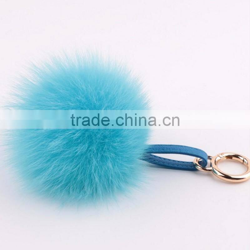 Myfur Custom Beautiful Colors Large Fox Fur Ball Phone Pendant Fox Fur Pompom Key Chain