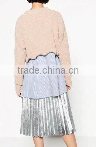 EY0865S 2016 Fancy Women Colorful Crochet Pure Color Knitted Winter Pullover Sweater