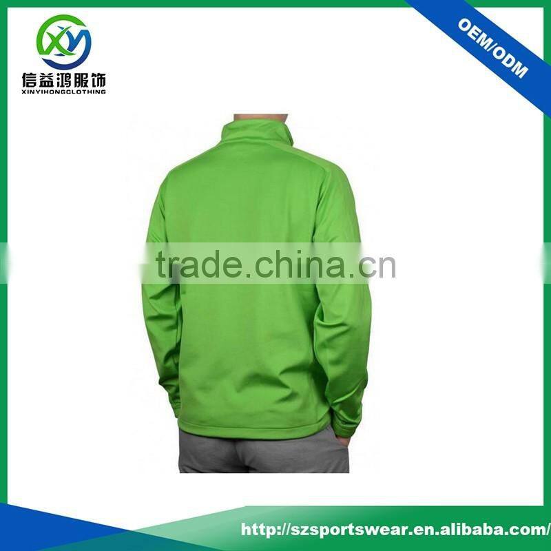 High quality shiny 92%polyester 8%spandex green color mens golf sweatshirts