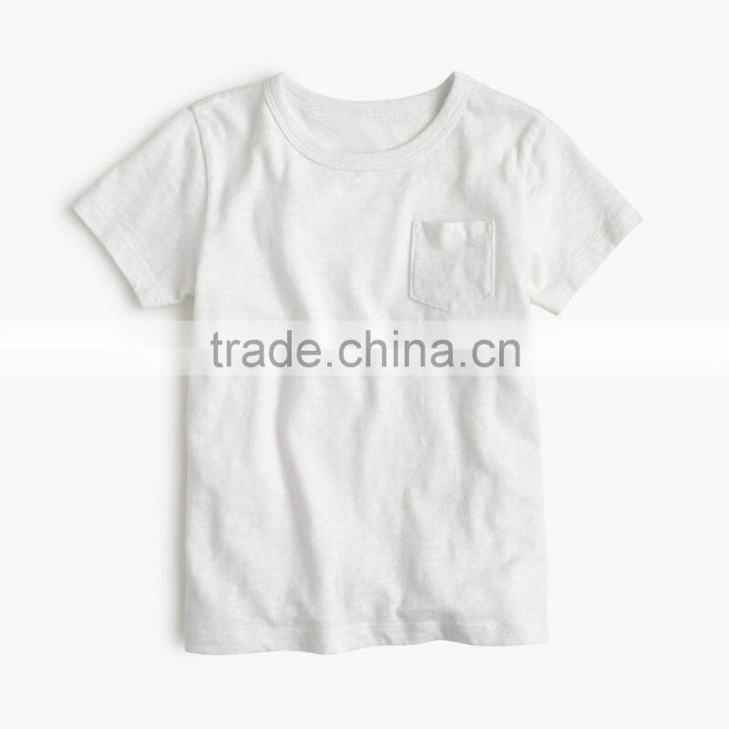 Wholesale comfortable custom design baby clothes 2017 Boys' slub pocket T-shirt new style plain children clothing