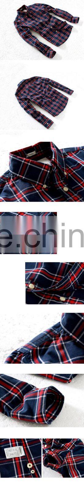 2016 Classic casual plaid pattern long sleeve flannel italian shirt for men
