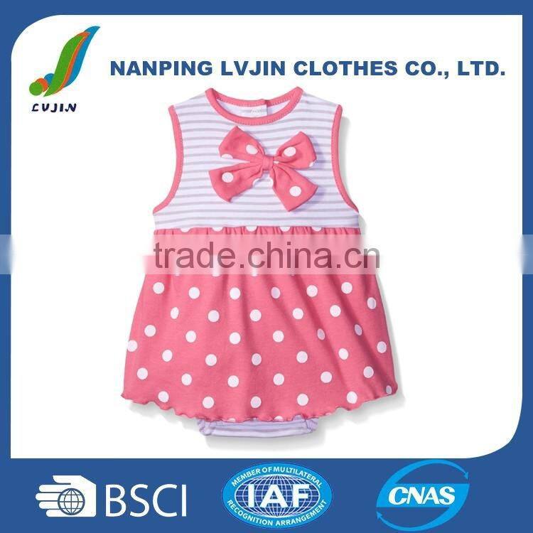 New Born Baby Clothing100% Cotton Baby Girls' Sleeveless Sundress with Built-In Diaper Cover