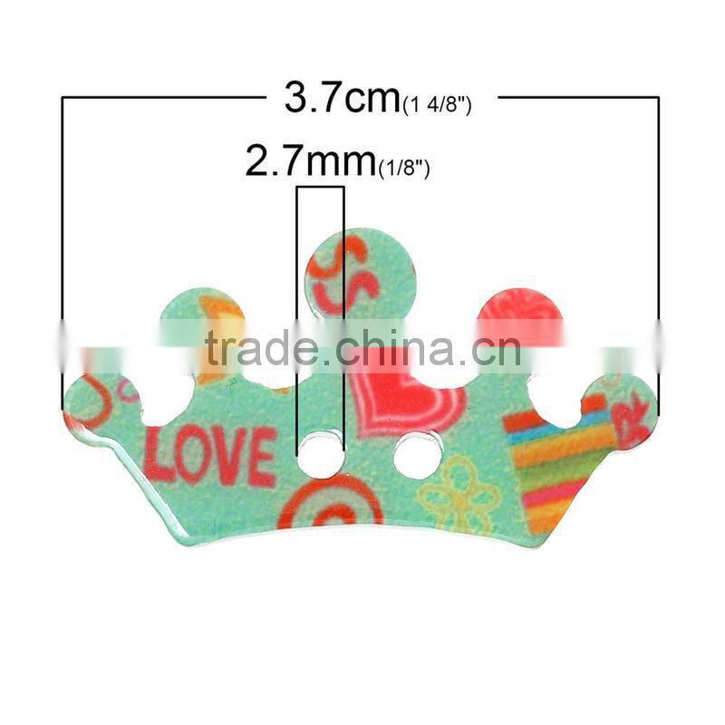 Custom Design 3.7cmx2cm Crown Two Holes Acrylic Button Mixed Order Accepted