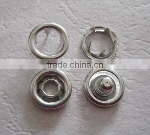 Enviromental-friendly baby Jumpsuit brass 4 part Nickel Color Ring Style Prong Snap Button 9.5mm