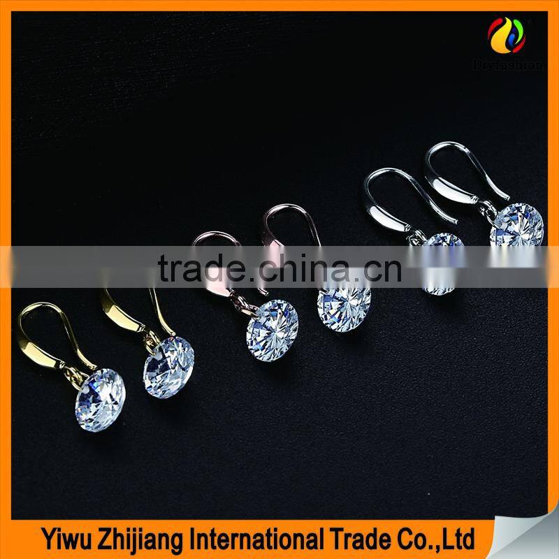 Hot Sell 8mm White Gold Plated Cubic Zricon Stone Earring For Women