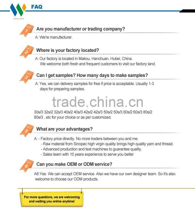 spun polyester yarn for sewing thread raw white 40S/2/3